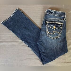 Silver Jeans Co Avery Slim Boot Jeans W30 Distressed Stretch Denim Bootcut